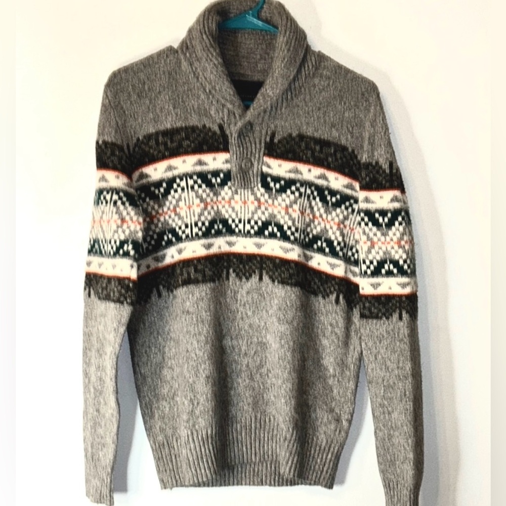 Vintage American Eagle Sweater Size Small Cowel Neck Fair Isle Sweater
